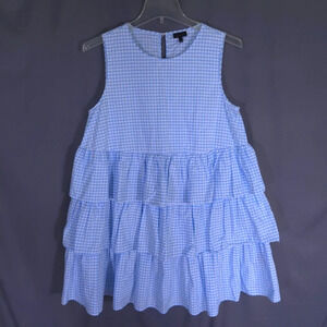 Who What Wear Ruffle Dress Womens‎ Size Large Sleeveless Gingham Preppy Party